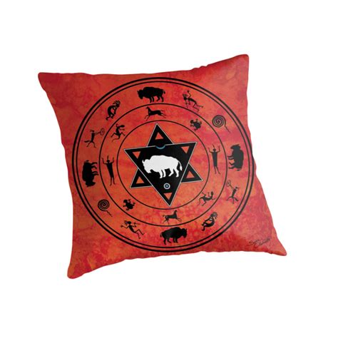 White Buffalo Medicine Wheel Throw Pillows By Sushila Oliphant