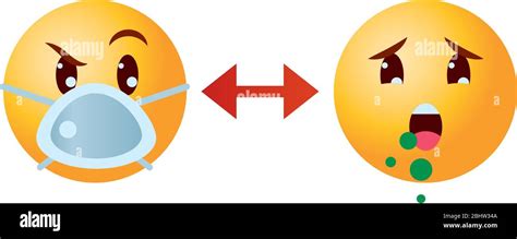 Concepto De Emojis Coronavirus Emoji Con Máscara Bucal Y Tos De Emoji