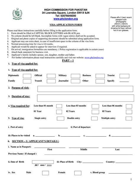 Printable Visa Application Form Printable Forms Free Online