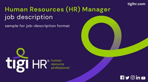 Human Resources Hr Manager Job Description Tigi Hr Recruitment