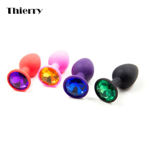 Thierry 4 Color Rhinestone Crystal Decoration Silicone Anal Plug Butt