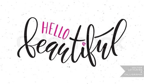 Hand Sketched Hello Beautiful Poster Banner Template Hand Sketch