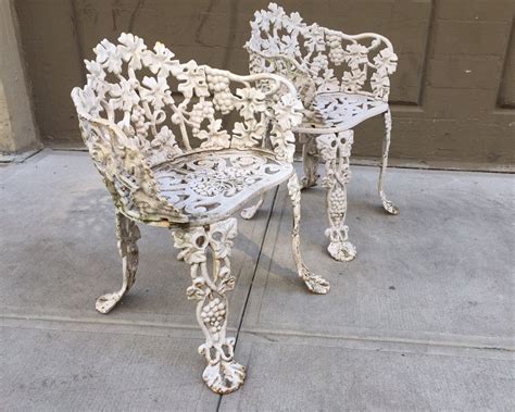 Check out our iron garden chairs selection for the very best in unique or custom, handmade pieces from our patio furniture shops. Pair of Vintage Cast Iron Garden Chairs For Sale at 1stdibs