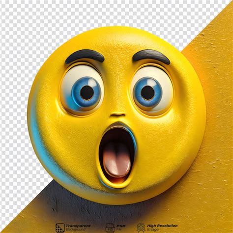 Ícone de shocked face emoji isolado em fundo transparente PSD Premium