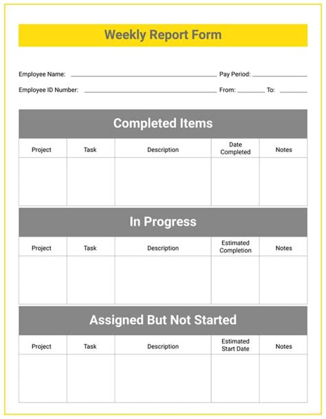 Employee Weekly Report Template Master Template