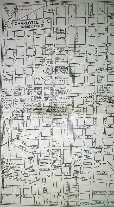 Downtown Charlotte 1954 Map By Dolph Map Co Davecito Flickr