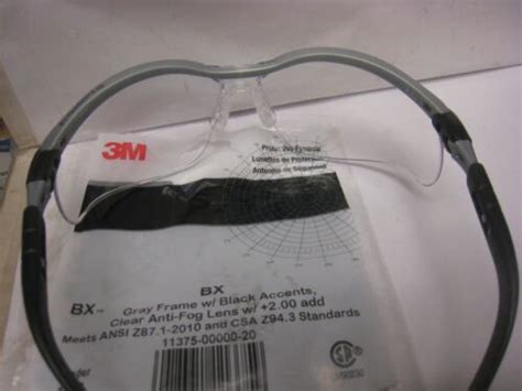 3m bx reader protective glasses clear lens silver frame 2 0 diopter 11375 78371113759 ebay