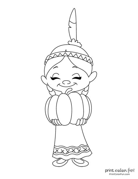 11 Free First Thanksgiving Coloring Pages With Pilgrims And Native