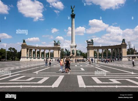 Millennium Monument In Heroes Square Budapest Hungary Stock Photo