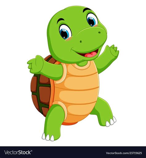 A Cute Turtle Character Cartoon Vector Image On Vectorstock Cute