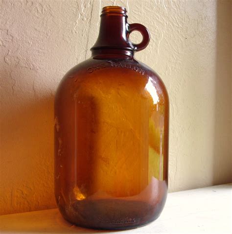 Large Duraglas Brown Amber Glass Bottle Jug With Handle 1 One Etsy