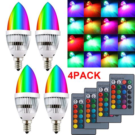Us 1 10pack 3w Rgb E12 E14 Candelabra Led Bulb Color Changing Light