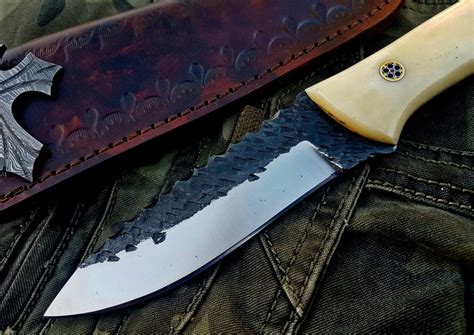 Custom Handmade Hammered 1095 High Carbon Steel Hunting Skinning Knife