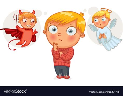 Choice Between Good And Evil Cartoon Character Vector Image
