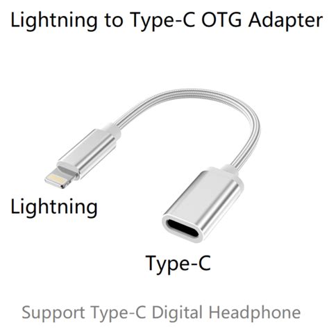 Usb C Female To Lightning Male Otg Adapter For Digital Earphone And Dac