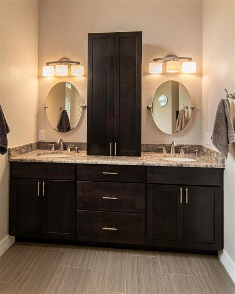 Contemporary Master Bathroom Double Sink Vanity With Round Mirrors Hgtv