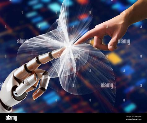 A Robot Hand Points To A Human Hand Artificial Intelligence Concept