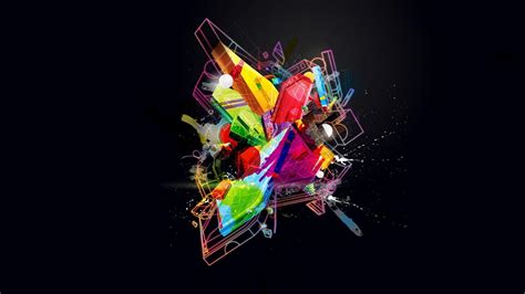 Minimalism Digital Art Abstract Colorful Geometry 3d Glowing