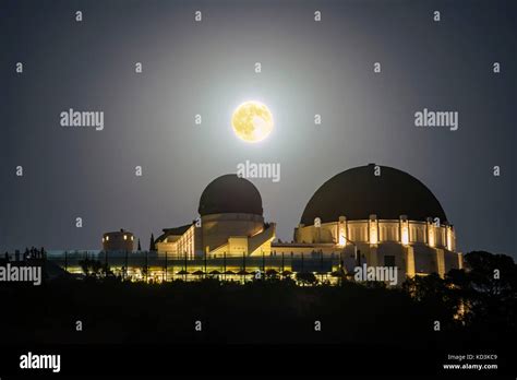 Moon Rise Over The Griffith Observatory At Los Angeles California
