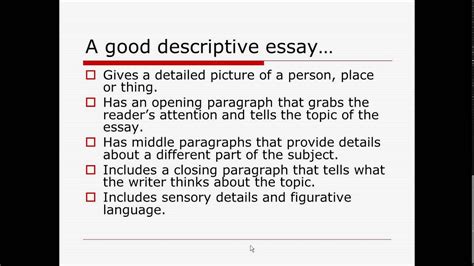 Descriptive Essay Definition Examples Characteristics