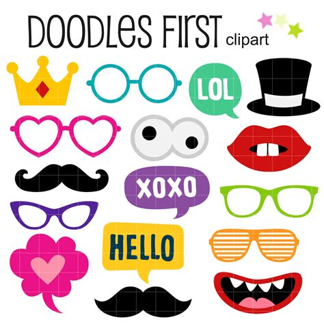 Photo Booth Props Digital Clip Art For Scrapbooking Card Etsy Uk