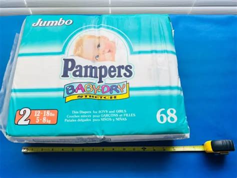Vintage Pampers Baby Dry Plastic Backed Diapers 1996 68 Count Package