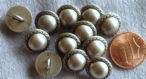 Lot Of 12 Silver Tone Domed Metal Shank Buttons Just Over Etsy