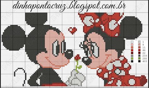 Dinha Ponto Cruz Mickey E Minnie Gráfico Em Ponto Cruz