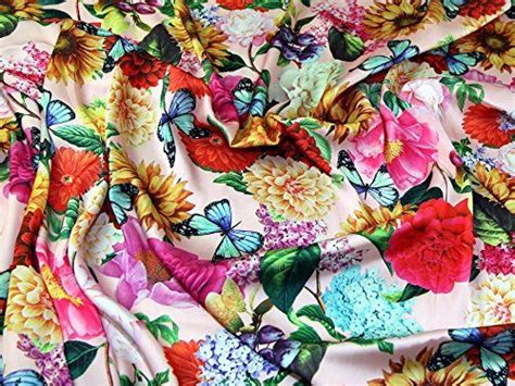 Stoff meterware ist günstiger als fertige produkte und man kann seiner kreativität freien lauf lassen. Butterfly & Floral Print Seidiger Satin Kleid Stoff pink ...