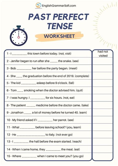 Past Perfect Tense Worksheets With Answers Past Tense Worksheet