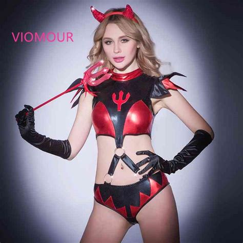 6123 Sexy Women Lingerie Witch Costumes Red Black Demon Cosplay Costume