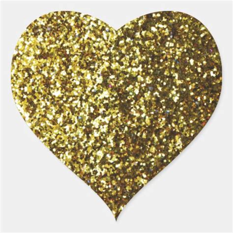 Gold Glitter Heart Sticker Zazzle