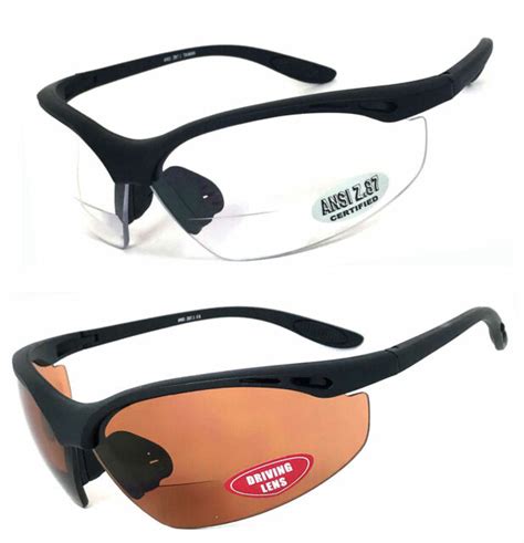 Safety Bifocal Reading Glasses Clear Or Driving Lens Uv400 Ansi Z87 1 Ebay