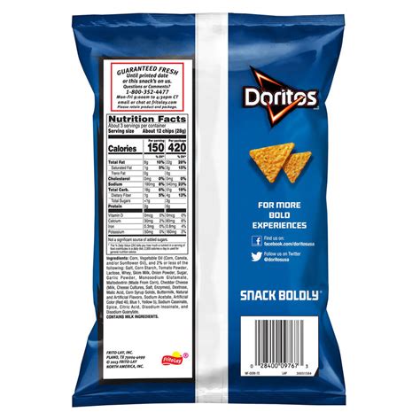 Doritos Cool Ranch Nutrition Label Lay S Doritos Cool Ranch Flavored Potato Chips 7 75 Oz Food