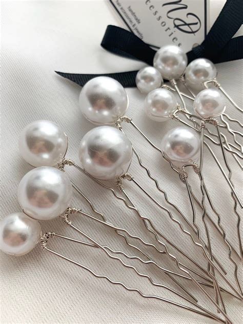 Pearl Hair Pins Set Of 11 Bridal White Bobby Hair Pins Etsy In 2020