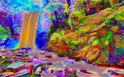 Surreal Psychedelic Waterfall Photograph By Ron Fleishman