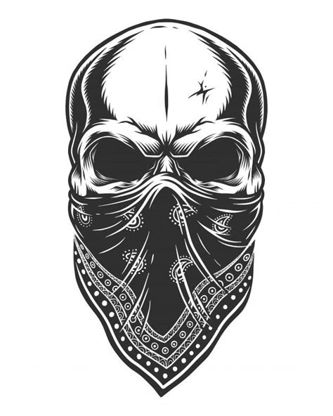 Premium Vector Illustration Of Skull In Bandana On Face Skulls