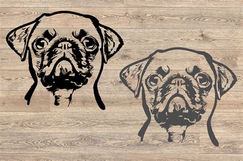 Pug Whit Glasses Svg Mops Dog Svg Clipart Pugs Silhouette Pug Vector