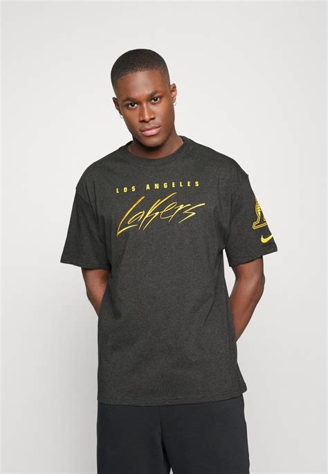 Nike Performance Nba Los Angeles Lakers Courtside Max 90 Tee Club Wear Black Heatherblack