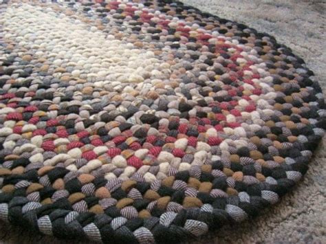 Handmade Vintage Wool Oval Braided Rug In Earthtones By Mrsginther
