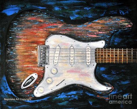 Abstract Electric Guitar Painting Painting By Barney Napolske