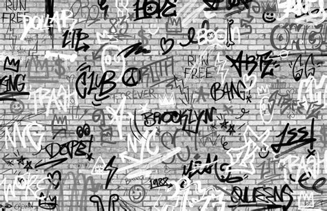 Monochrome Nyc Graffiti Brick Wall Wallpaper Mural Hovia Uk Nyc