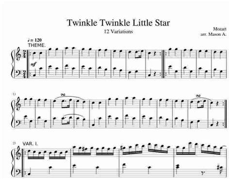 Mozart Twinkle Twinkle Little Star Sheet Music 12
