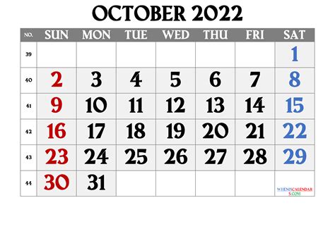 Free Printable Blank Calendar October 2022 Pdf And Image