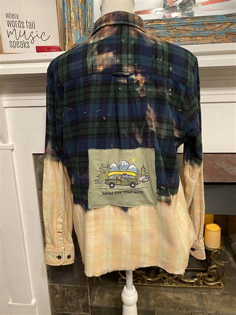 Vintage Bleached Flannel With Patch Etsyde