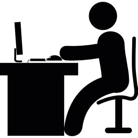 Человек в офисе стол с компьютером Бесплатно значок