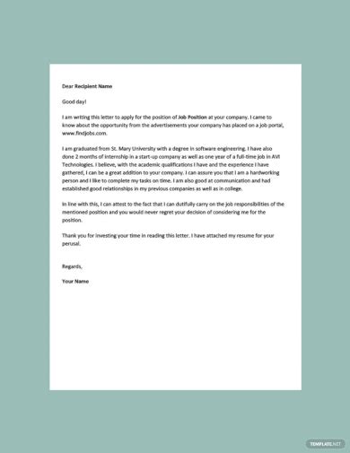 Job Application Letter Examples 44 In Pdf Examples