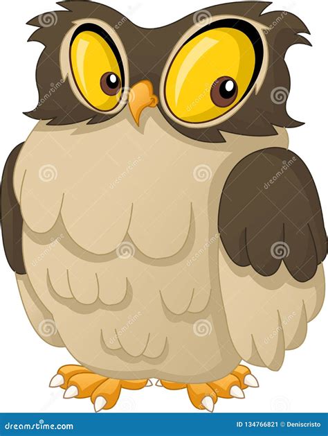 Cartoon Cute Owl Vector Illustration Of Funny Happy Animal Stock
