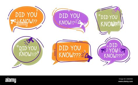 Did You Know Speech Bubble Colorful Labels Set Stock Vector Image And Art