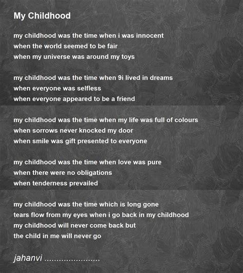 My Childhood Poem By Jahanvi Poem Hunter